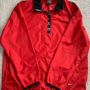 Nike Large Red 1/4 Zip Spellout Windbreaker
